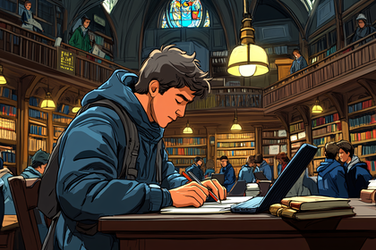 Student Studying in Library