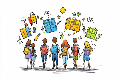 Students Heading to School with Lockers