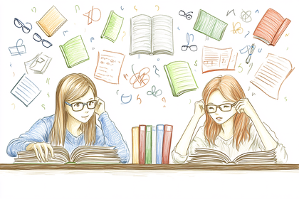 Students Reading with Books and Thoughts