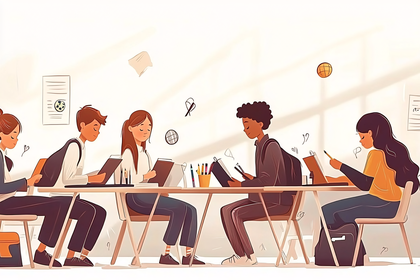 Students Studying at a Table