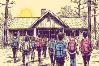 Students Walking Toward School
