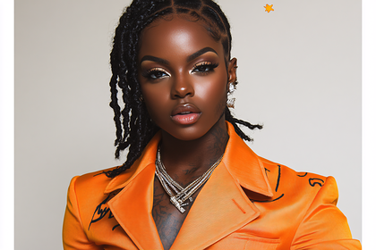 Stunning Woman in Orange Blazer