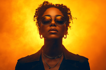 Stylish Portrait In Orange Light