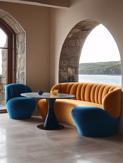 Stylish Seating Area with Coastal View