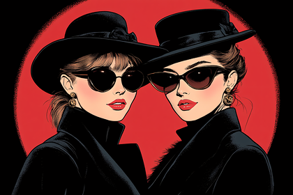 Stylish Women In Hats And Sunglasses