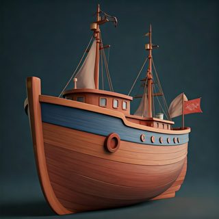 stylized wooden boat