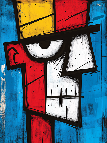 Stylized Angry Face with Hat