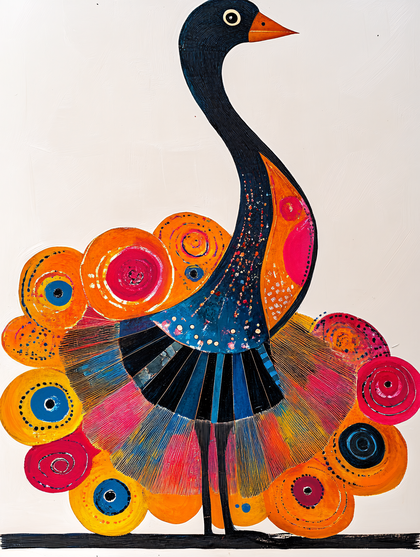 Stylized Bird with Circular Plumage
