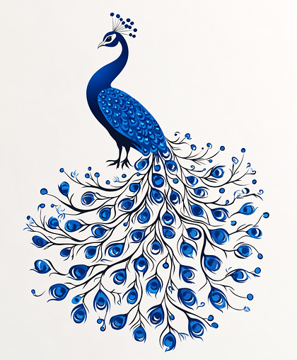 Stylized Blue Peacock Illustration