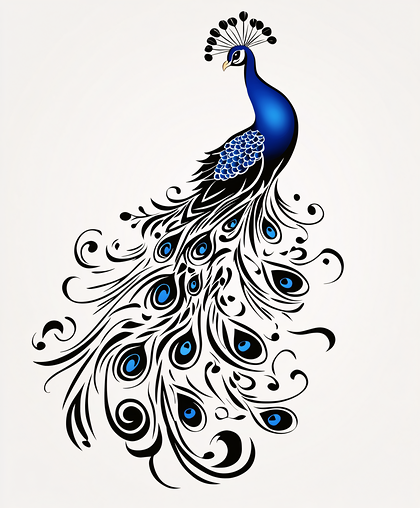Stylized Blue Peacock Tail