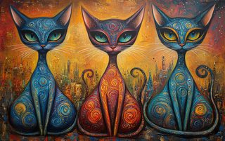 surreal cats cityscape