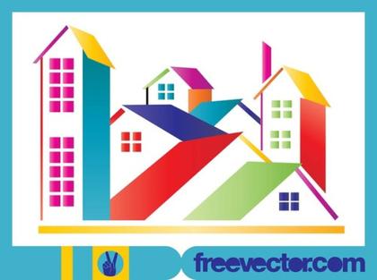 Stylized Colorful Houses Free Vector