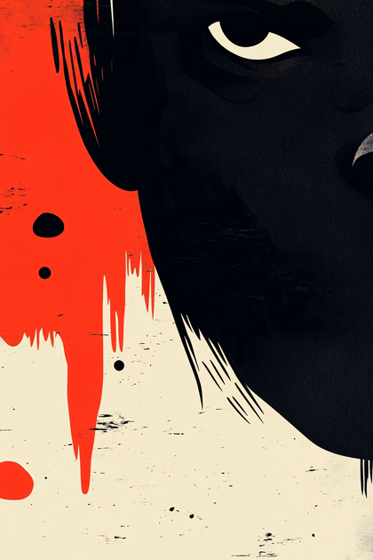 Stylized Face with Red Graphic
