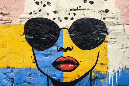Stylized Face With Sunglasses Mural