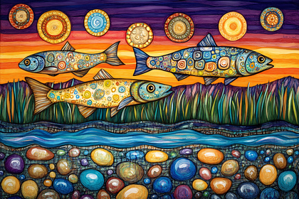 Stylized Fish In River