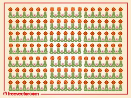 Stylized Flowers Pattern Free Vector