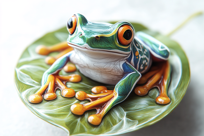 Stylized Frog On Leaf