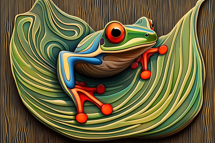 Stylized Frog On Leaf