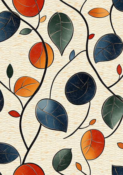 Stylized Leaf and Branch Pattern
