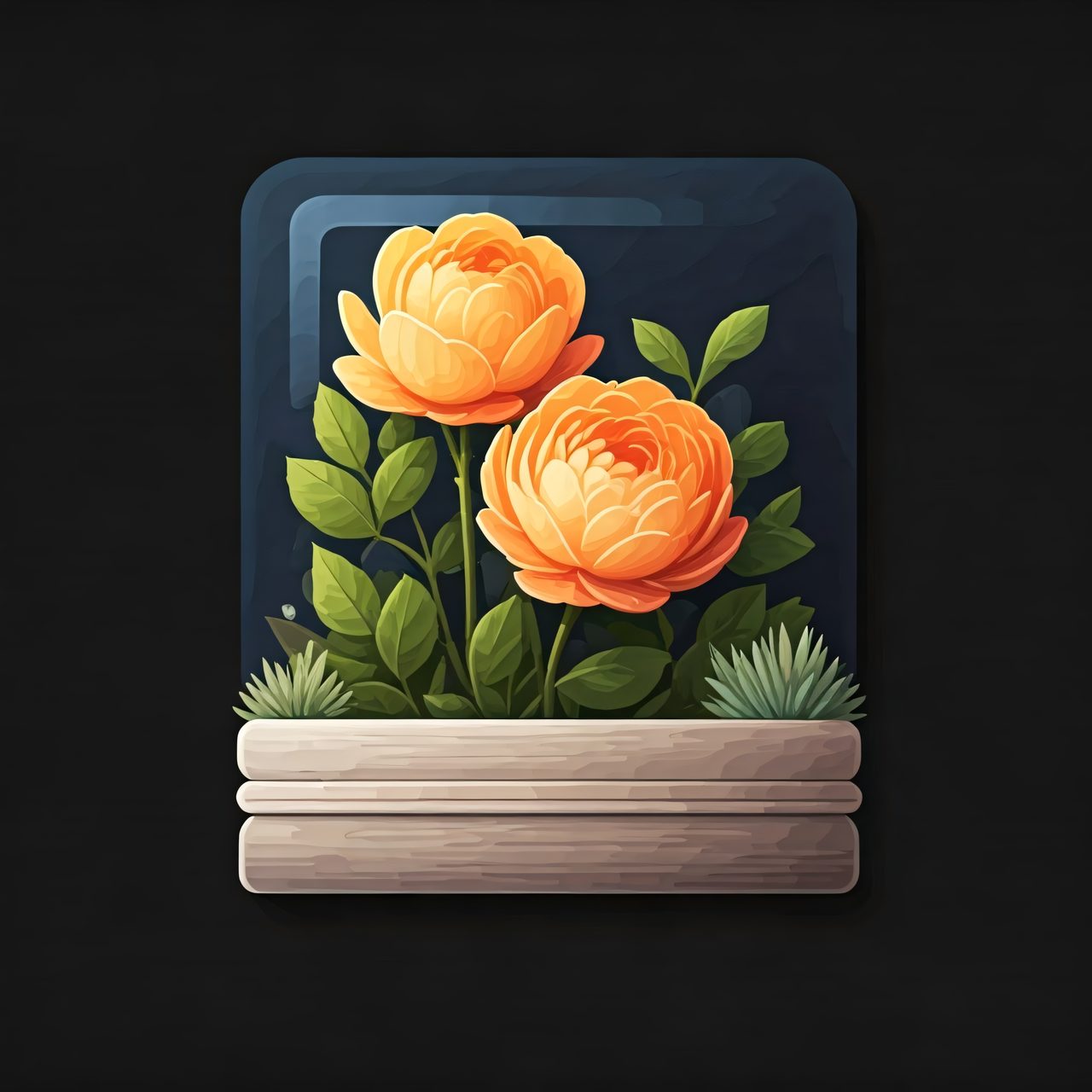 orange peonies planter