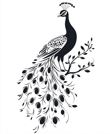 Stylized Peacock Silhouette