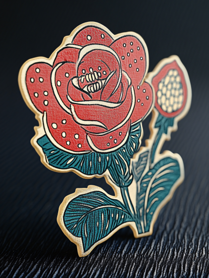 Stylized Red Rose Pin