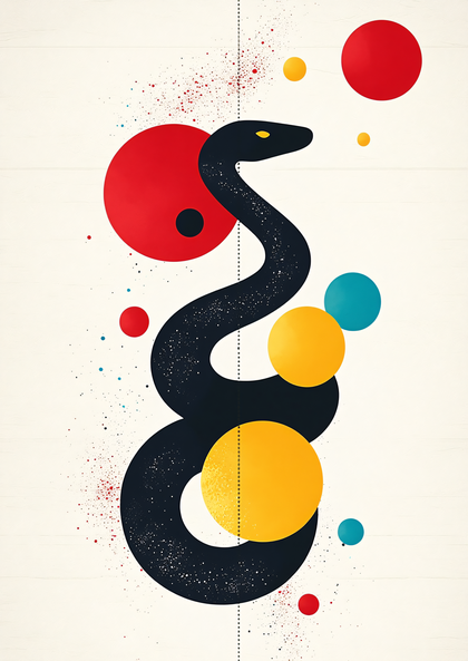 Stylized Snake with Geometric Circles