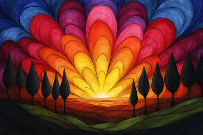 Stylized Sunset Landscape