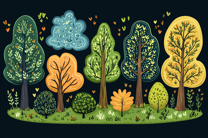 Stylized Trees in a Row