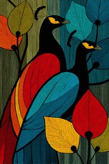 vibrant peacock art