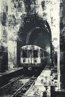 Subway Train Entering Tunnel