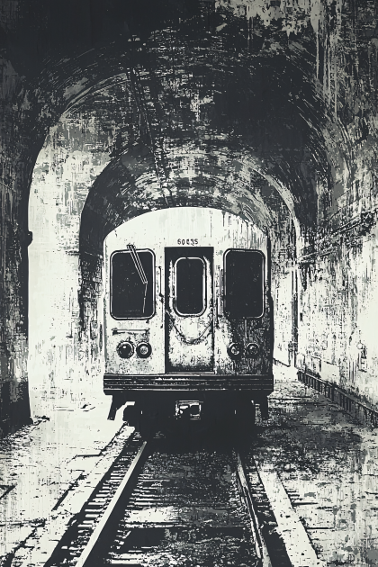 Subway Train in Tunnel