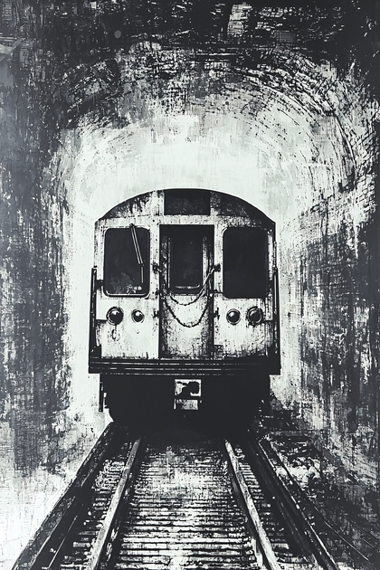 Subway Train In Tunnel