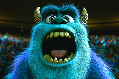 Frightening Roar of Sulley Monster from Monsters Inc. in Stadium