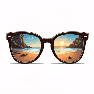 beach reflected sunglasses