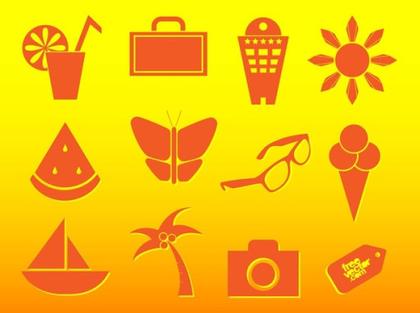 Summer Travel Icons Free Vector