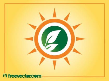 Sun and Leaves Logo Free Vector