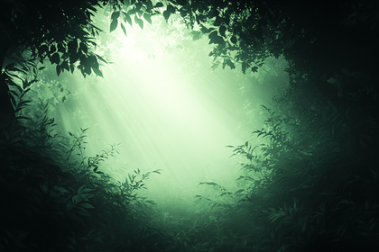 Sunbeams Through Forest Canopy