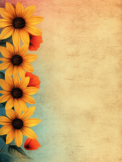 Sunflower and Poppy Border