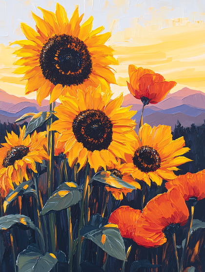 Sunflower and Poppy Field