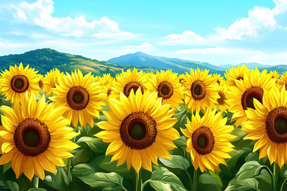 Sunflower Field Under Blue Sky
