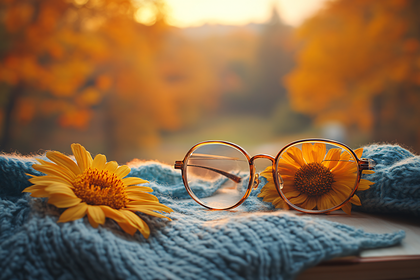 Sunflower Glasses On Cozy Knitwear