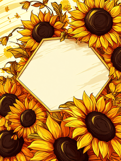 Sunflower with Hexagon Frame