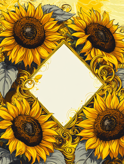 Sunflowers and a Gold Border