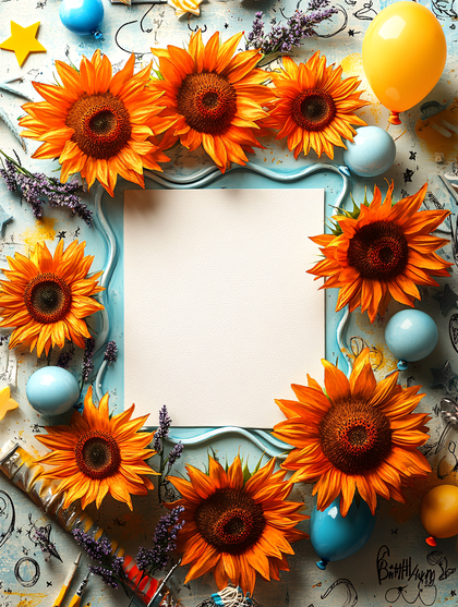 Sunflowers and Balloons Frame