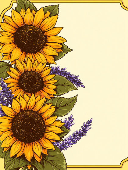 Sunflowers and Lavender Background