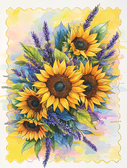 Sunflowers and Lavender Floral Arrangement
