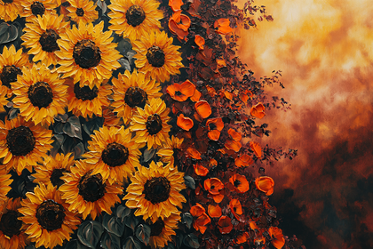 Sunflowers and Poppies