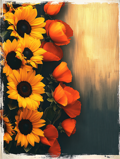Sunflowers and Poppies