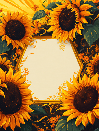 Sunflowers Framing Hexagon